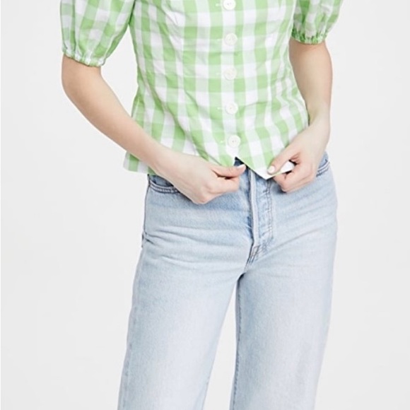 KITRI Women's Bridget Gingham Top, Green Gingham, 8 (Shopbop) - Picture 3 of 7